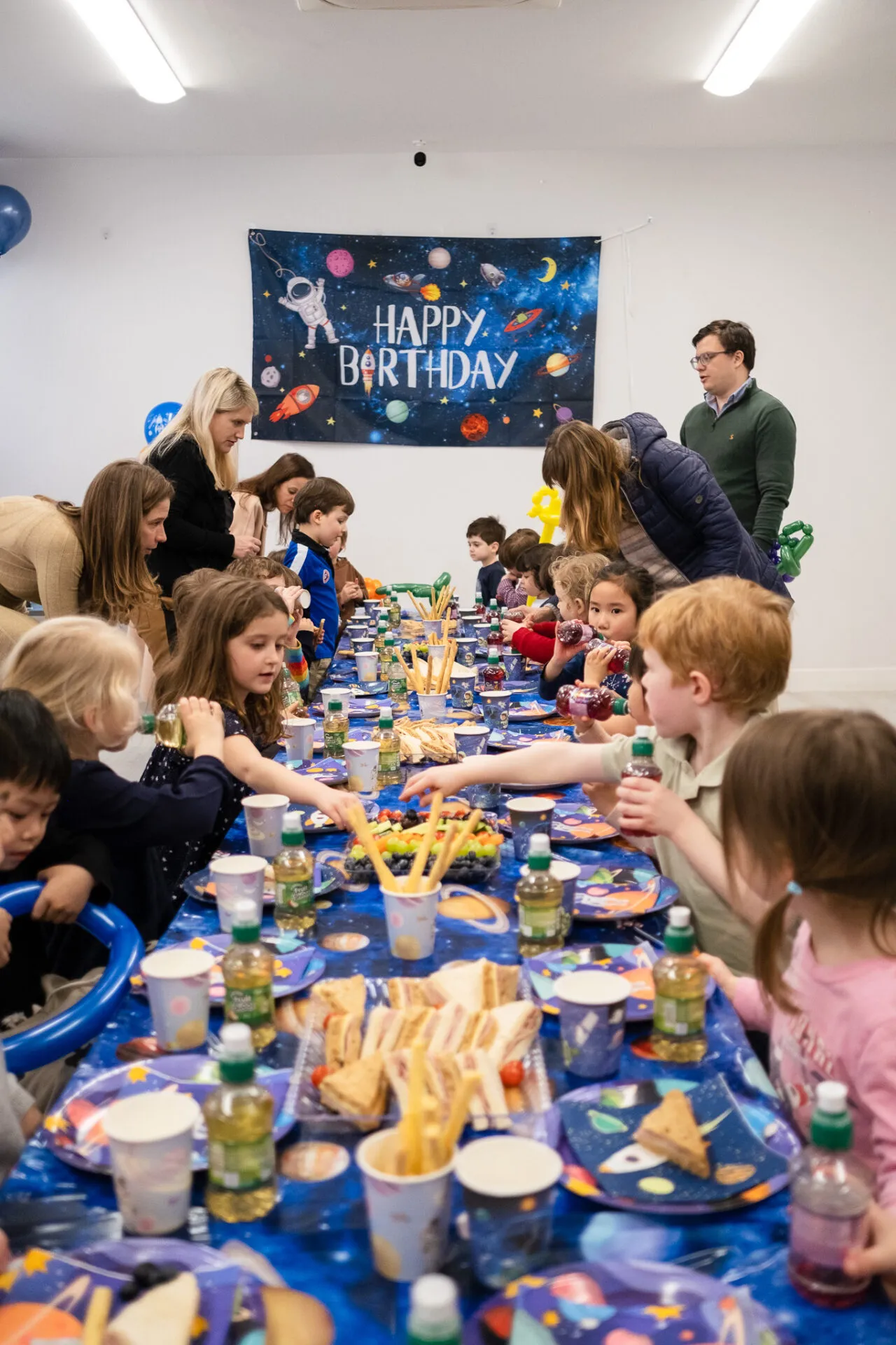 Birthday party, children eating, waiting for the cake, a birthday photoshoot