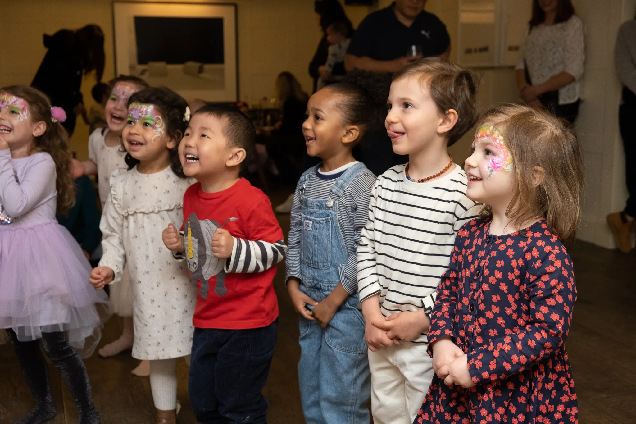 Children on a birthday event, party for a 4 year old girl, birthday photoshoot