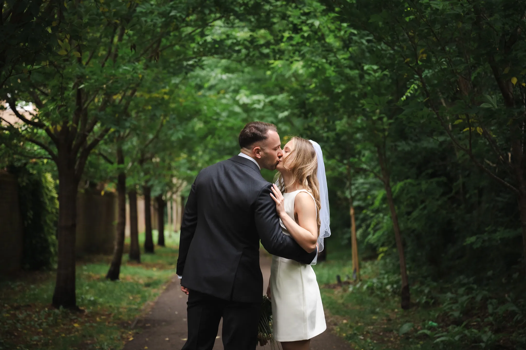 Couple kissing in the park