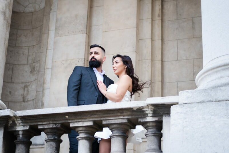 Couple enjoying a romantic moment in Greenwich Park